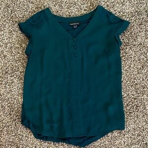 Dark Teal V-Neck Blouse